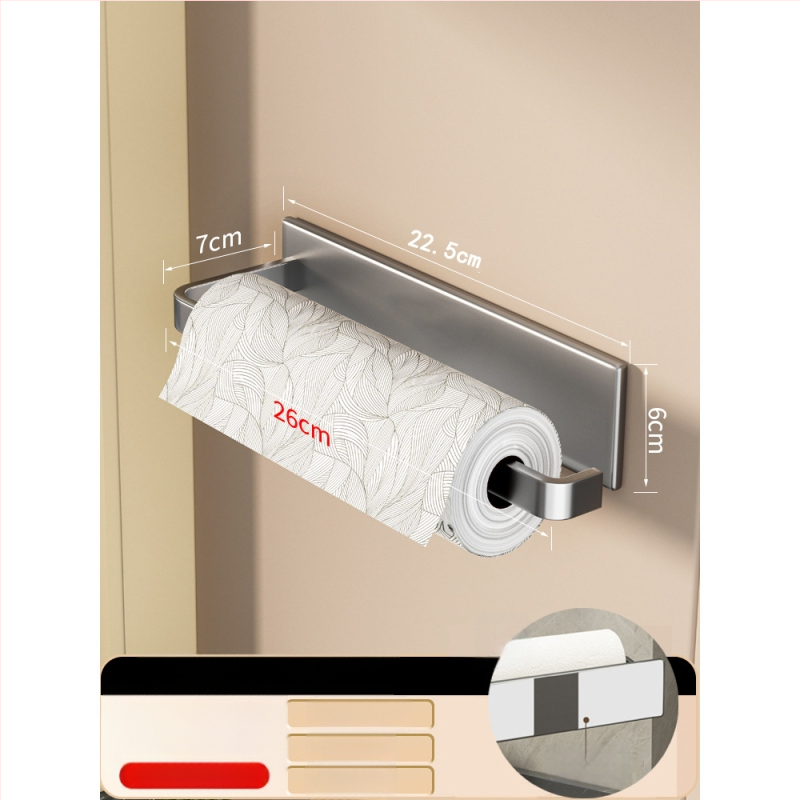 Suport de hârtie de bucătărie montat pe perete, din fier, cu magnet, montaj fără găuri, spațiu de depozitare pentru folie alimentară
