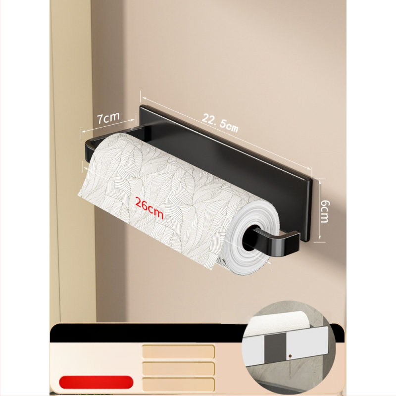 Suport de hârtie de bucătărie montat pe perete, din fier, cu magnet, montaj fără găuri, spațiu de depozitare pentru folie alimentară