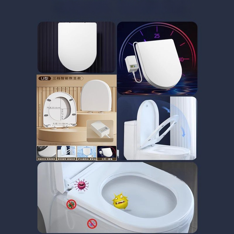 Fűtött intelligens WC-ülőke távirányítóval – állandó hőmérséklet, azonnali melegítés, U- és V-alakú forma, polipropilén