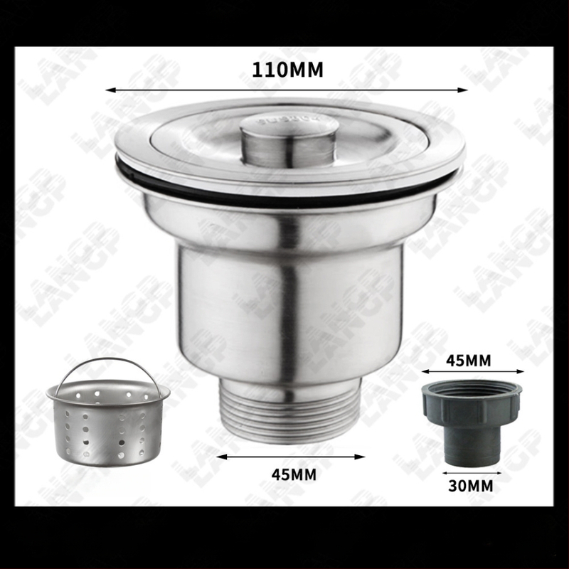 Drenáž drezu kuchynský 8110 – nerezová oceľ, LP, tvaru P, ťahový typ
