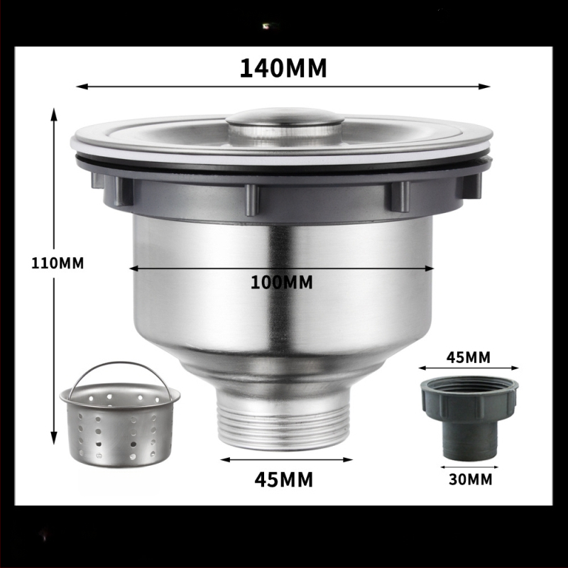 Drenáž drezu kuchynský 8110 – nerezová oceľ, LP, tvaru P, ťahový typ