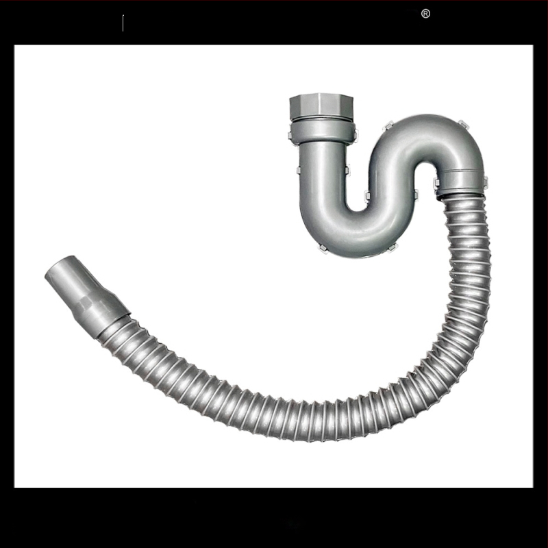 Drenáž drezu kuchynský 8110 – nerezová oceľ, LP, tvaru P, ťahový typ