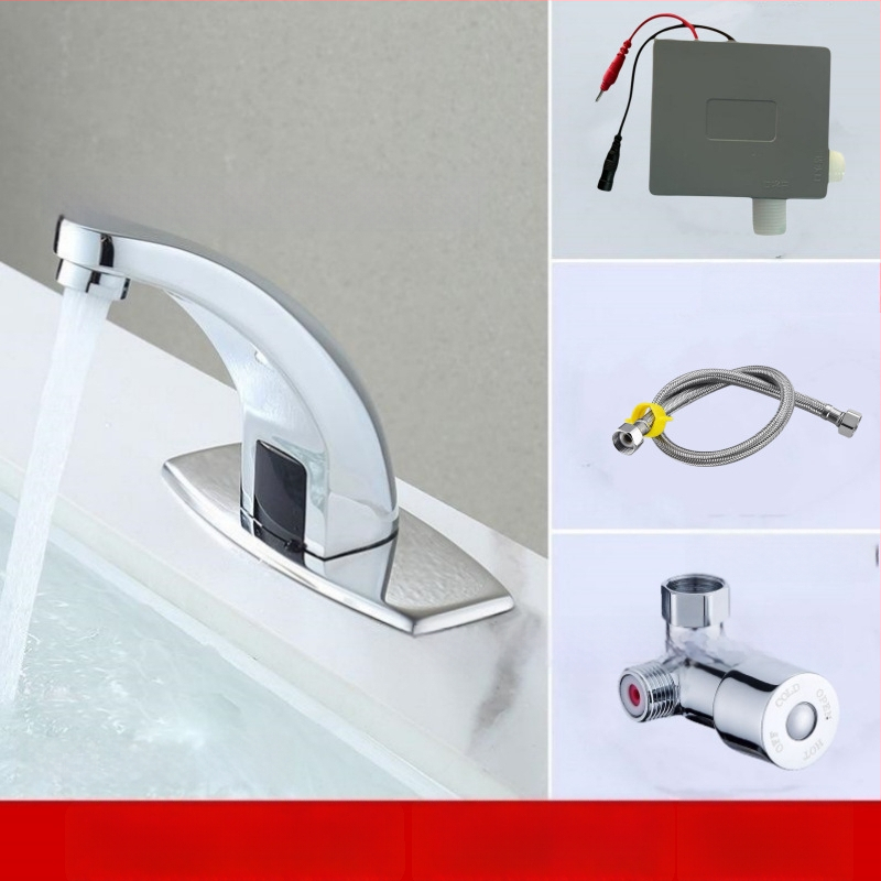 Senzorový kohútik na umývadlo - nerezová oceľ, keramický diskový ventil, montáž na dosku, Ø20 vstup/výstup, jednorukové ovládanie