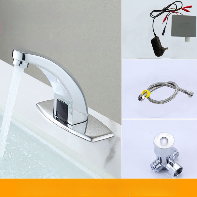 Senzorový kohútik na umývadlo - nerezová oceľ, keramický diskový ventil, montáž na dosku, Ø20 vstup/výstup, jednorukové ovládanie