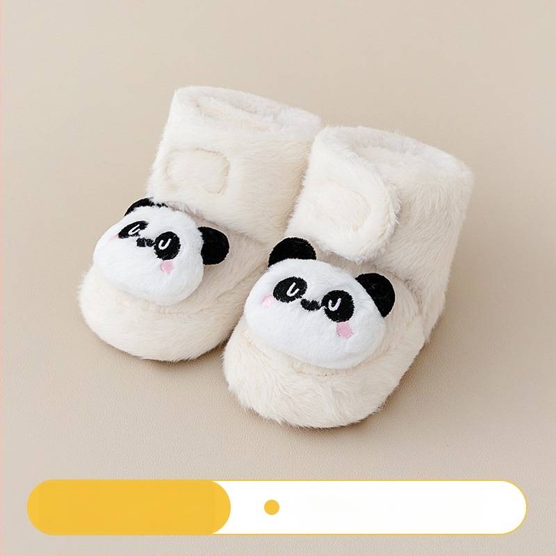 Baba beltéri cipő Velcro zárással, vászon felsőrész, vastag velúr bélés, csúszásmentes talp, 0–36 hónapos kor számára