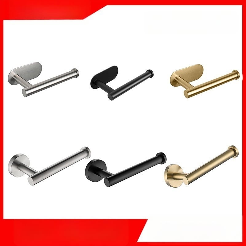 Suport pentru hârtie de bucătărie și toaletă din oțel inox, montaj fără găuri, finisaj spray, design oval, Bangnan