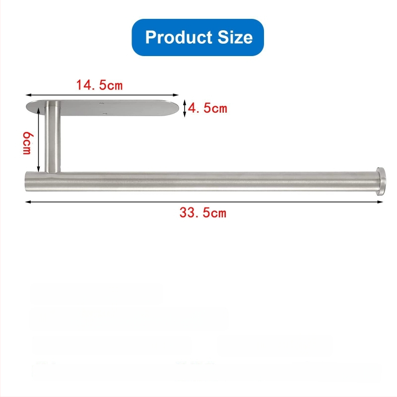 Suport pentru hârtie de bucătărie și toaletă din oțel inox, montaj fără găuri, finisaj spray, design oval, Bangnan