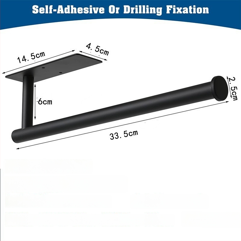 Suport pentru hârtie de bucătărie și toaletă din oțel inox, montaj fără găuri, finisaj spray, design oval, Bangnan