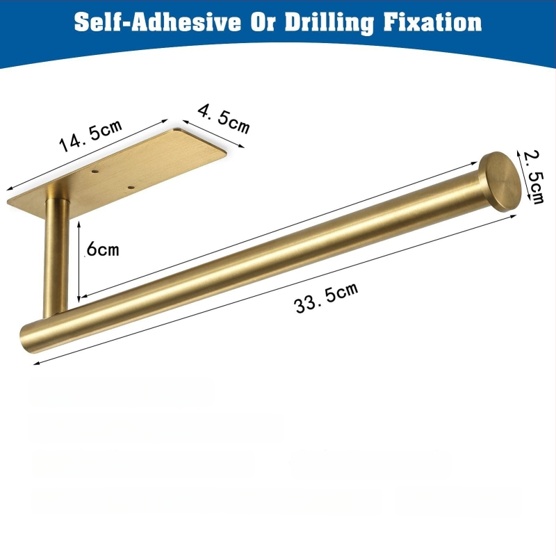 Suport pentru hârtie de bucătărie și toaletă din oțel inox, montaj fără găuri, finisaj spray, design oval, Bangnan
