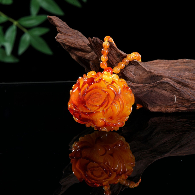 Borostyán sárkány medál a pulóverláncon, golyó lánccal, hosszú uniszex nyaklánc, csepp alakú, vintage stílus