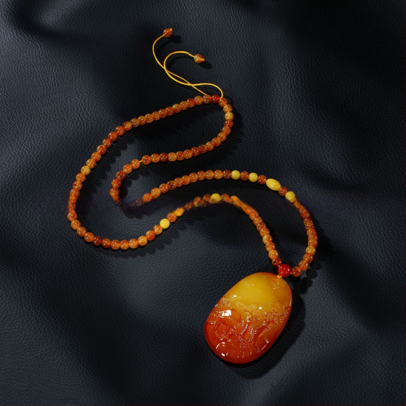 Borostyán sárkány medál a pulóverláncon, golyó lánccal, hosszú uniszex nyaklánc, csepp alakú, vintage stílus