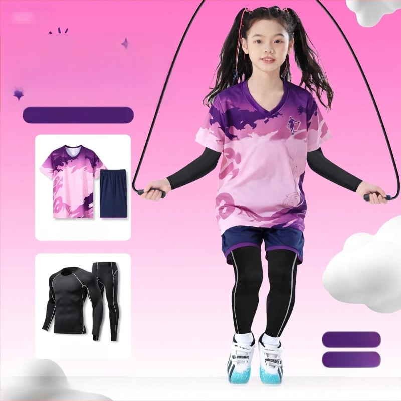 Детски комплект за скачане и тренировки, камуфлажен принт, четири сезона, дълги ръкави, кръгло деколте, бързосъхнещ