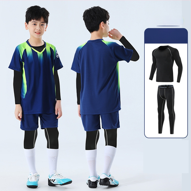 Детски комплект за скачане и тренировки, камуфлажен принт, четири сезона, дълги ръкави, кръгло деколте, бързосъхнещ