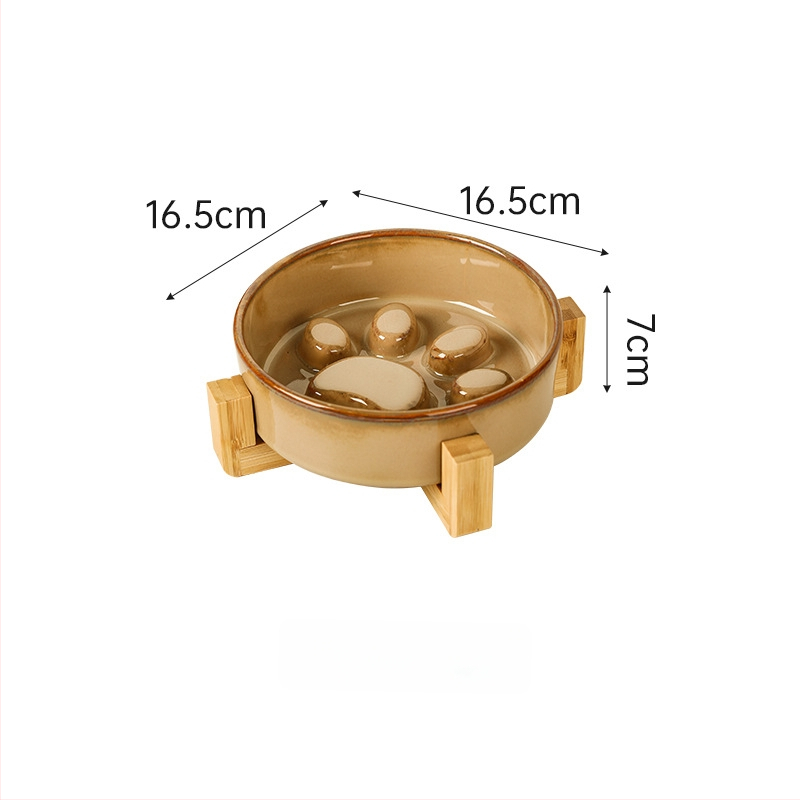 Κεραμικά μπολ κατοικίδιων για γάτες και σκύλους, ιαπωνικού στυλ, ψημένα σε καμίνι, διπλά μπολ με σύστημα αργής πρόσληψης, αντι-πνιγμού και αντι-διαρροών