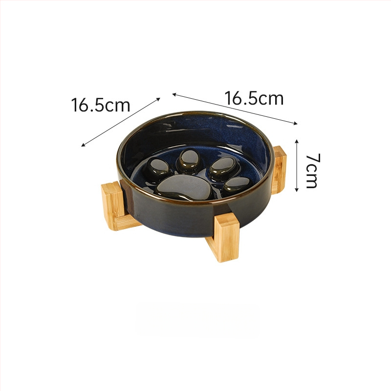 Κεραμικά μπολ κατοικίδιων για γάτες και σκύλους, ιαπωνικού στυλ, ψημένα σε καμίνι, διπλά μπολ με σύστημα αργής πρόσληψης, αντι-πνιγμού και αντι-διαρροών