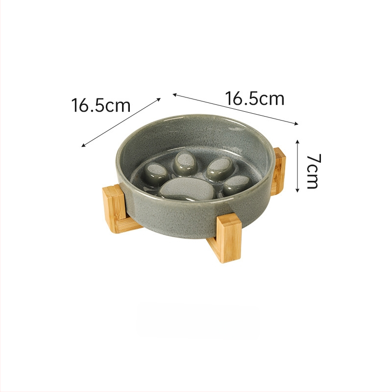 Κεραμικά μπολ κατοικίδιων για γάτες και σκύλους, ιαπωνικού στυλ, ψημένα σε καμίνι, διπλά μπολ με σύστημα αργής πρόσληψης, αντι-πνιγμού και αντι-διαρροών