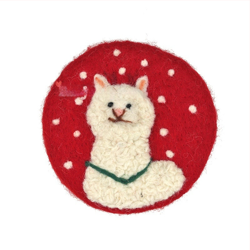 DIY αξεσουάρ κοσμημάτων, φελτ υπόστρωμα ποτηριού με αρνάκι, χειροποίητο, καρτούν στυλ