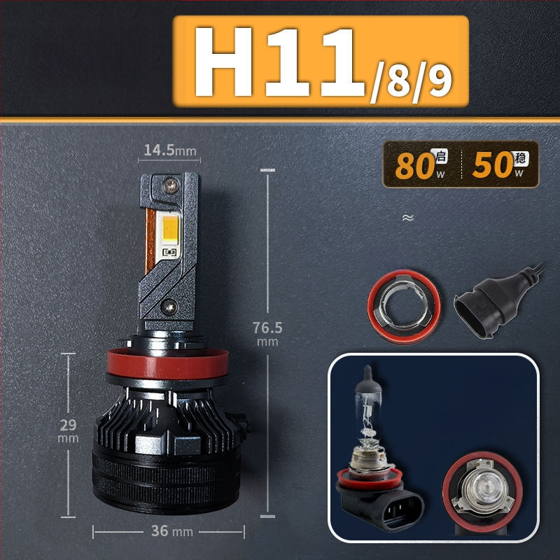 Faruri LED pentru mașină, lumină joasă, compatibile cu H1/4/7/11/9005/9012, 12V, 80–90W