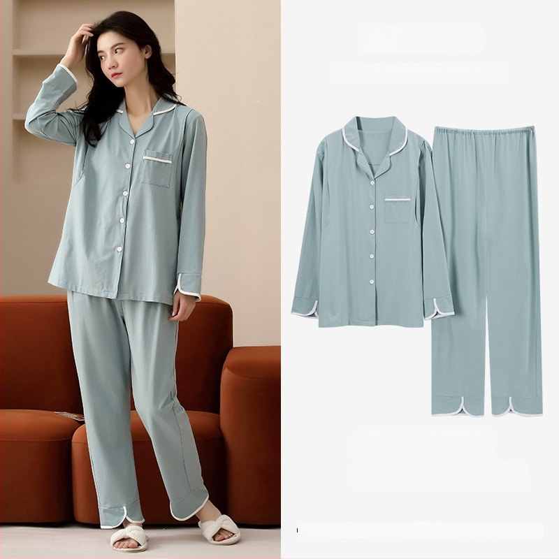 Πιτζάμες εγκύου από modal, στυλ cardigan, μακριά μανίκια, V-λαιμό, αναπνεύσιμες οικιακές πιζάμες για εγκύους