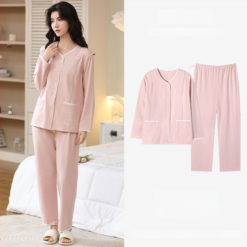 Πιτζάμες εγκύου από modal, στυλ cardigan, μακριά μανίκια, V-λαιμό, αναπνεύσιμες οικιακές πιζάμες για εγκύους