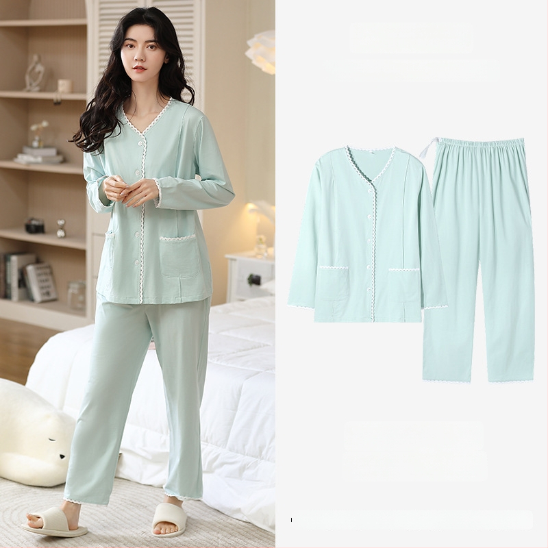 Πιτζάμες εγκύου από modal, στυλ cardigan, μακριά μανίκια, V-λαιμό, αναπνεύσιμες οικιακές πιζάμες για εγκύους