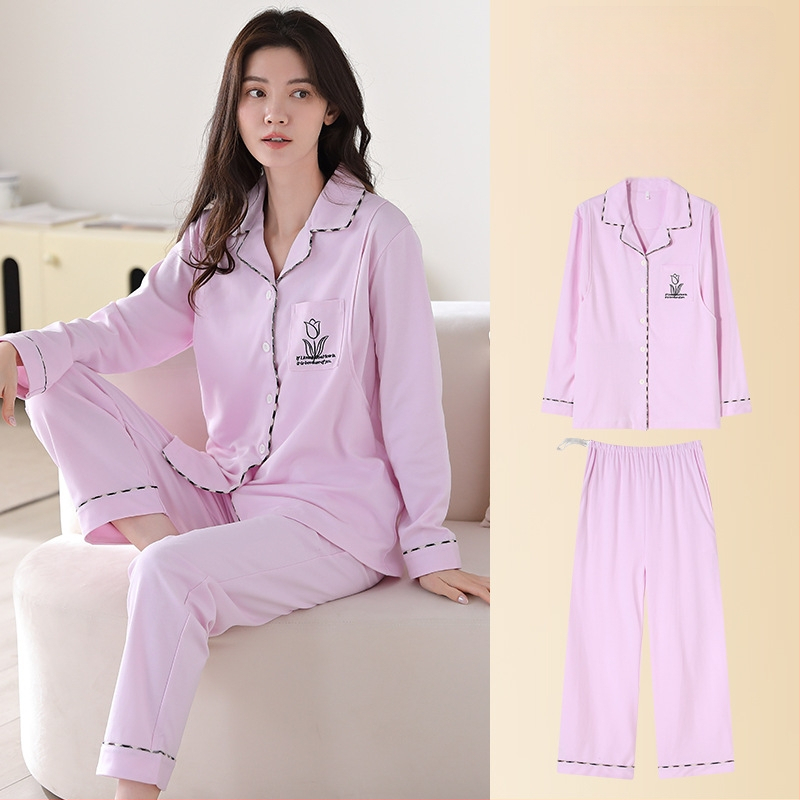 Πιτζάμες εγκύου από modal, στυλ cardigan, μακριά μανίκια, V-λαιμό, αναπνεύσιμες οικιακές πιζάμες για εγκύους