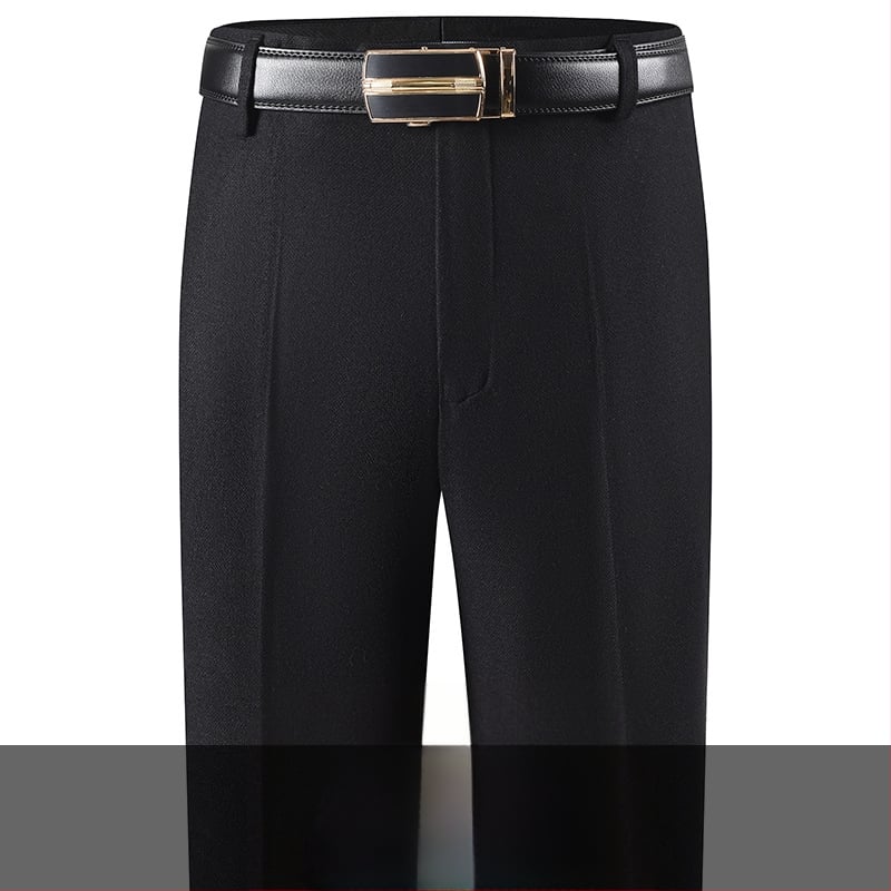 Férfi téli üzleti formális egyenes nadrág, kémiai szálak keveréke, poliészter, zsebek, középkorú férfiak számára, címkével