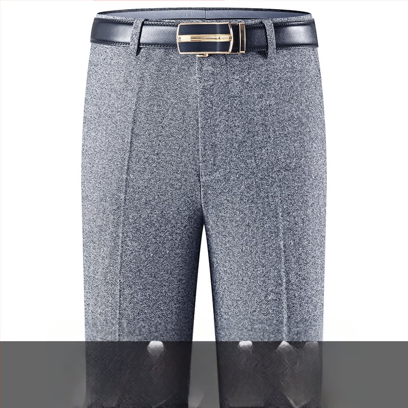 Férfi téli üzleti formális egyenes nadrág, kémiai szálak keveréke, poliészter, zsebek, középkorú férfiak számára, címkével