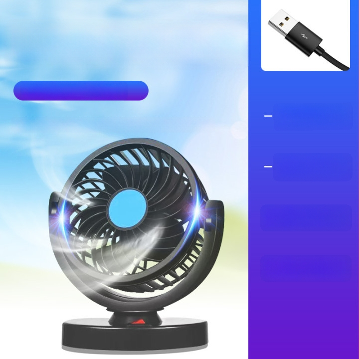 Autóventilátor, 12V/24V/USB, kétfejű, 10W, Modell DCFAN