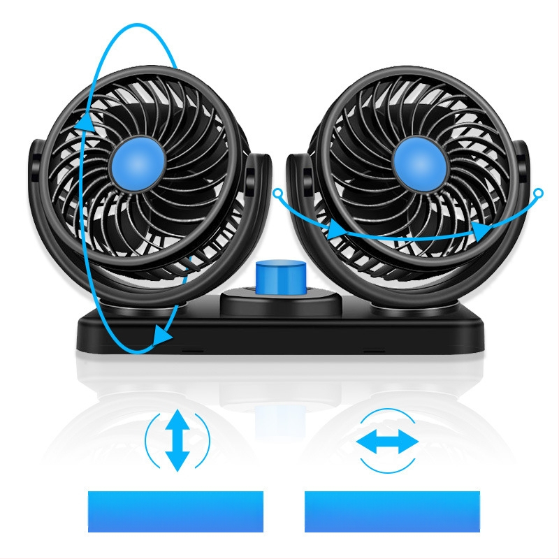 Autóventilátor, 12V/24V/USB, kétfejű, 10W, Modell DCFAN