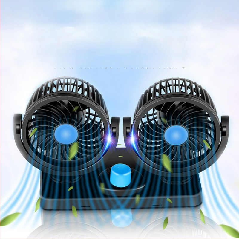 Autóventilátor, 12V/24V/USB, kétfejű, 10W, Modell DCFAN