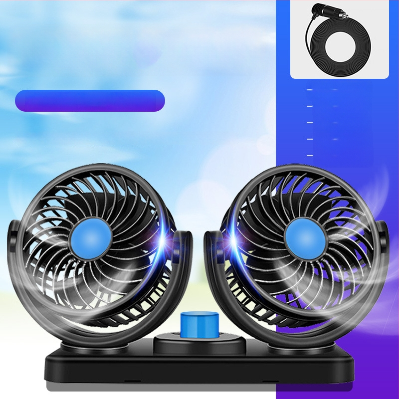 Autóventilátor, 12V/24V/USB, kétfejű, 10W, Modell DCFAN