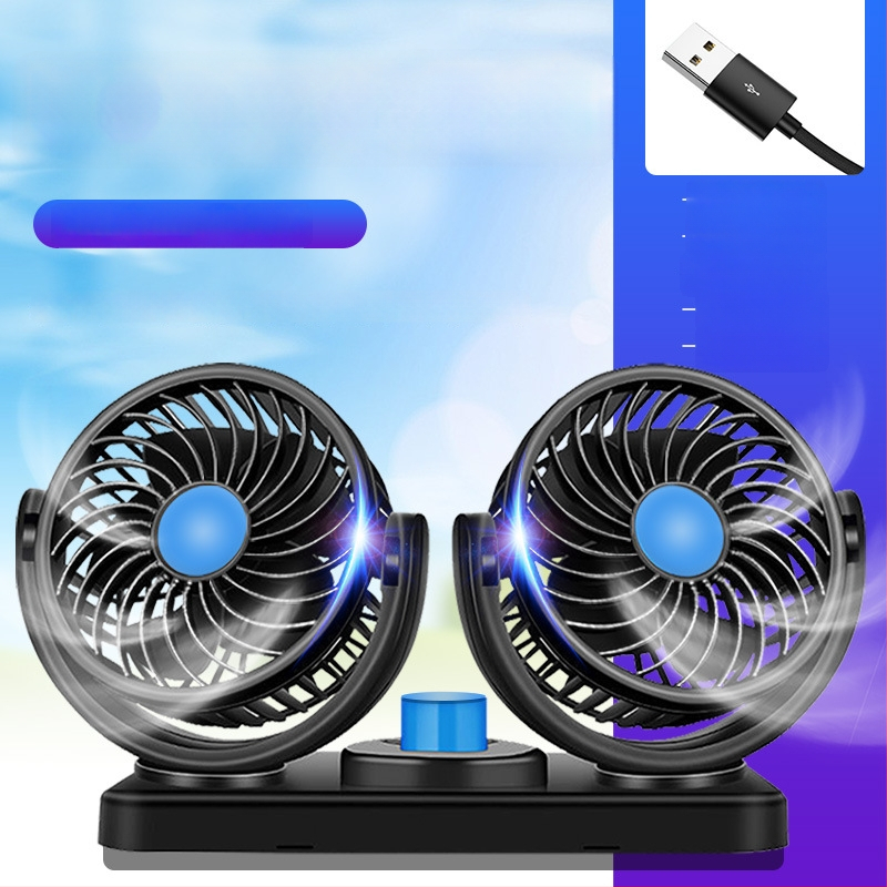 Autóventilátor, 12V/24V/USB, kétfejű, 10W, Modell DCFAN
