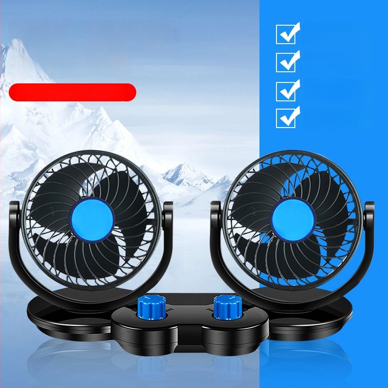 Autóventilátor, 12V/24V/USB, kétfejű, 10W, Modell DCFAN