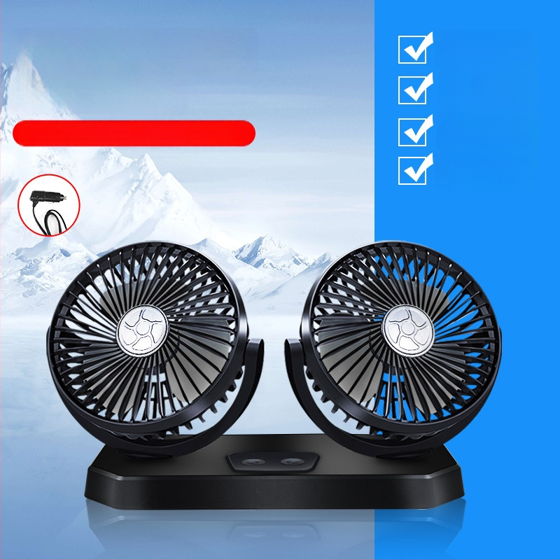 Autóventilátor, 12V/24V/USB, kétfejű, 10W, Modell DCFAN