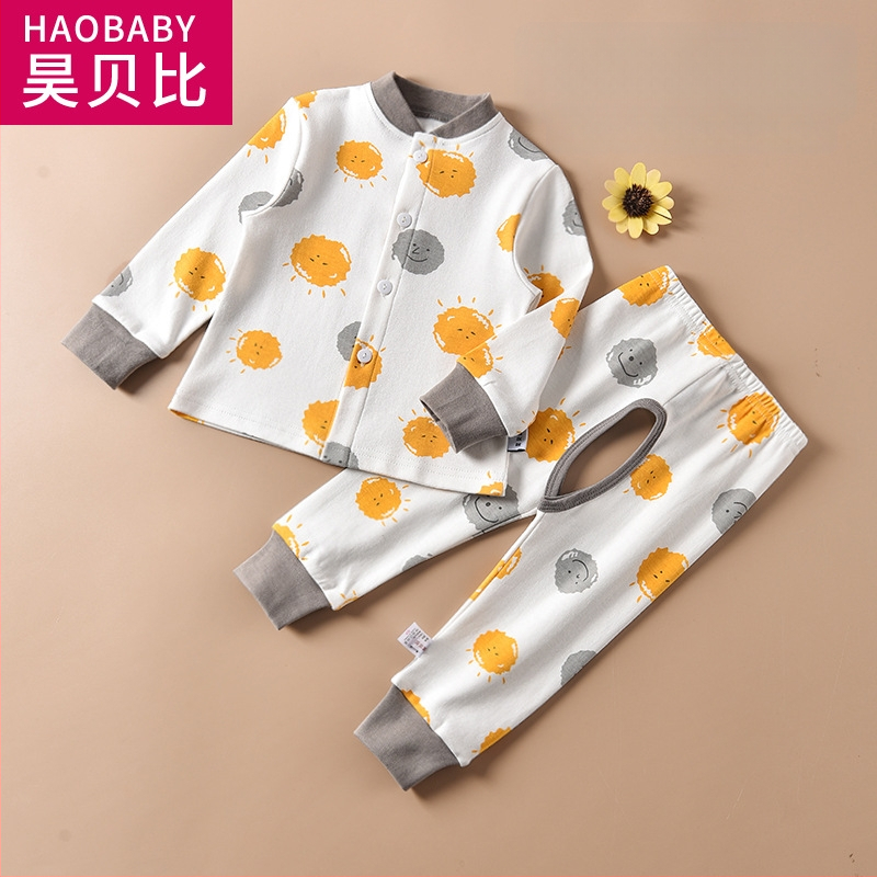 Βαμβακερό σετ μωρού: γιλέκο με μακριά μανίκια και παντελόνι με ανοιχτή περιοχή, για 1–3 ετών, άνοιξη-φθινόπωρο