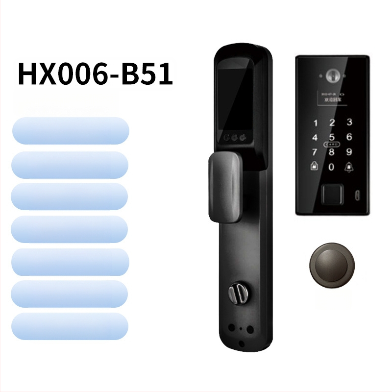 Умна биометрична заключалка за врата с лицево разпознаване и отпечатък, водоустойчива, дистанционно отключване, капацитет на отпечатъци 100, над 100000 отключвания, време за сканиране <0.5 s, фалшиво разпознаване <0.001%, DC захранване