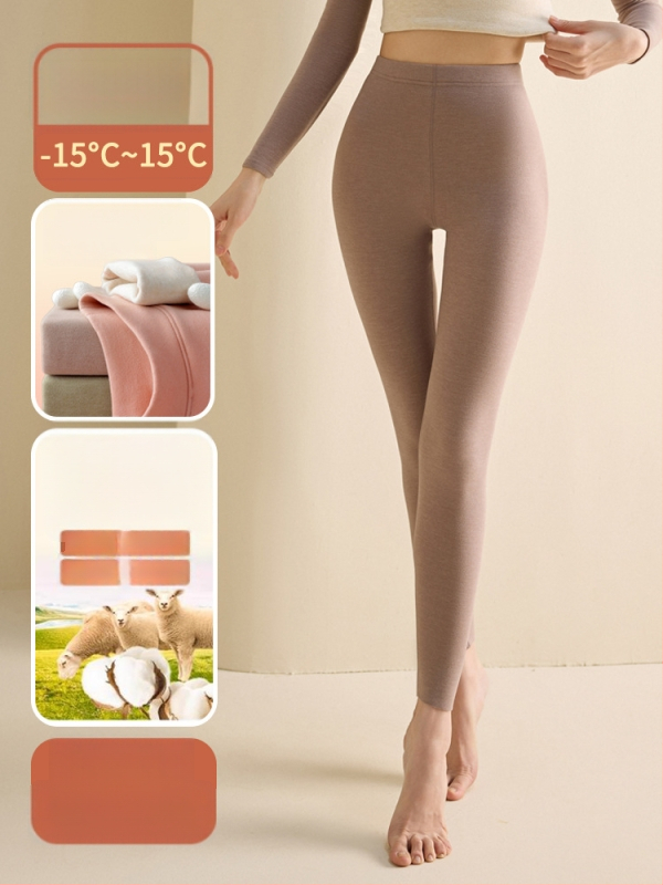 Set de lenjerie termică pentru femei din fibră de poliester, guler semi-turtleneck, strat dublu, țesătură groasă 251-300 g/m², căptușeală velur