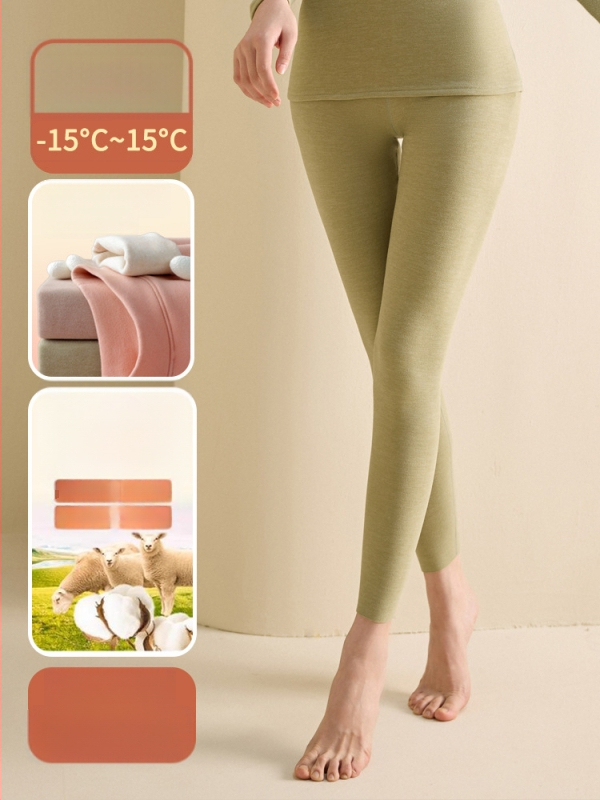 Set de lenjerie termică pentru femei din fibră de poliester, guler semi-turtleneck, strat dublu, țesătură groasă 251-300 g/m², căptușeală velur