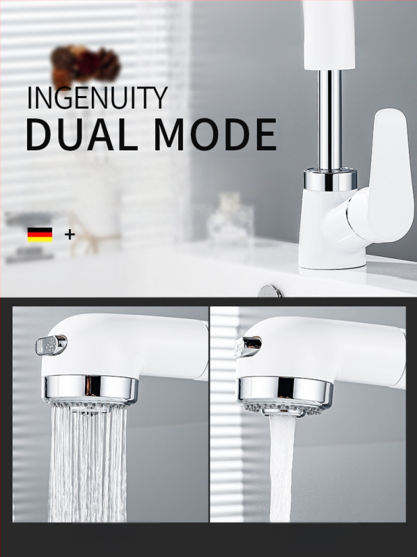 Meďový výsuvný kohútik na umývadlo, model JY-8057, otočný, keramická kartuš, zvislá inštalácia