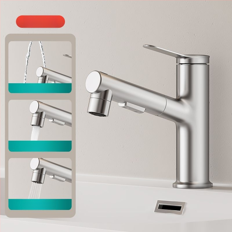 Meďový výsuvný kohútik na umývadlo, model JY-8057, otočný, keramická kartuš, zvislá inštalácia