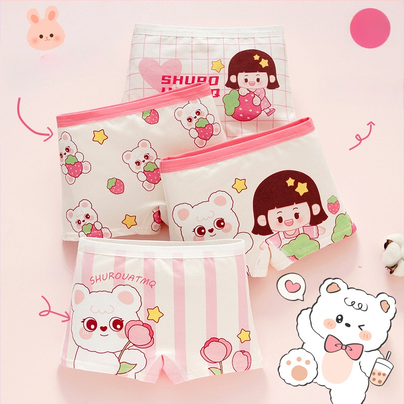 Chiloți pentru fetițe din bumbac, antibacteriali, 95% bumbac, Clasă A de siguranță, model K-29