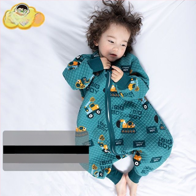 Sac de dormit pentru copii cu picioare separate și cuvertură anti-kick, pentru toate anotimpurile, exterior din bumbac 100%, umplutură poliester