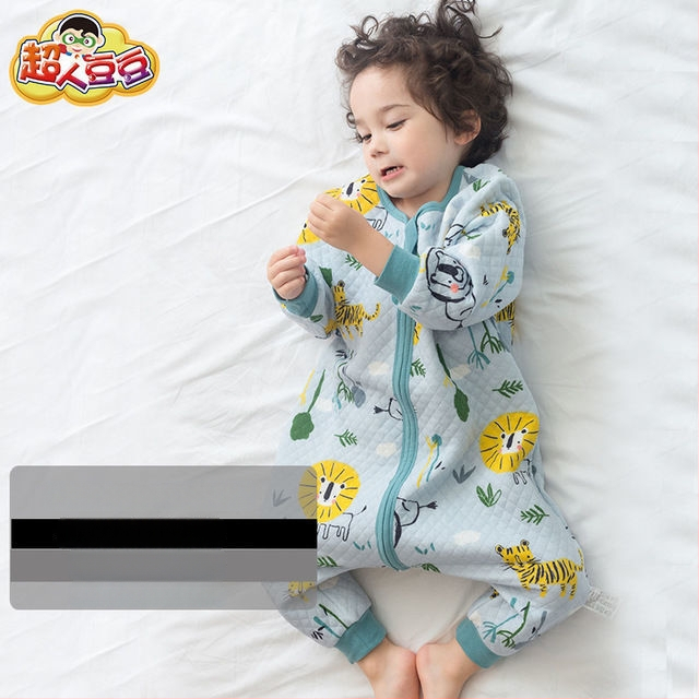 Sac de dormit pentru copii cu picioare separate și cuvertură anti-kick, pentru toate anotimpurile, exterior din bumbac 100%, umplutură poliester