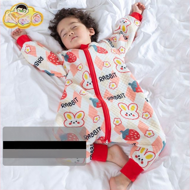 Sac de dormit pentru copii cu picioare separate și cuvertură anti-kick, pentru toate anotimpurile, exterior din bumbac 100%, umplutură poliester