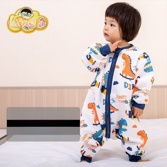 Sac de dormit pentru copii cu picioare separate și cuvertură anti-kick, pentru toate anotimpurile, exterior din bumbac 100%, umplutură poliester