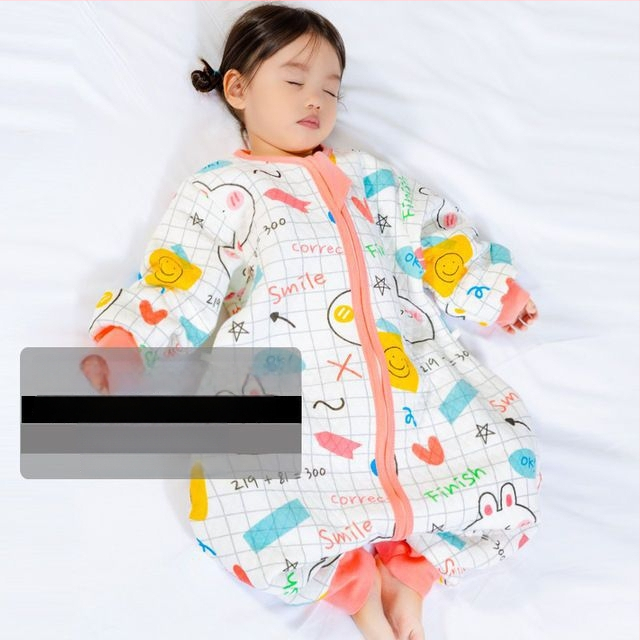 Sac de dormit pentru copii cu picioare separate și cuvertură anti-kick, pentru toate anotimpurile, exterior din bumbac 100%, umplutură poliester