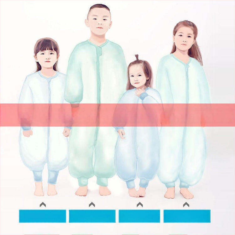 Sac de dormit pentru copii cu picioare separate și cuvertură anti-kick, pentru toate anotimpurile, exterior din bumbac 100%, umplutură poliester