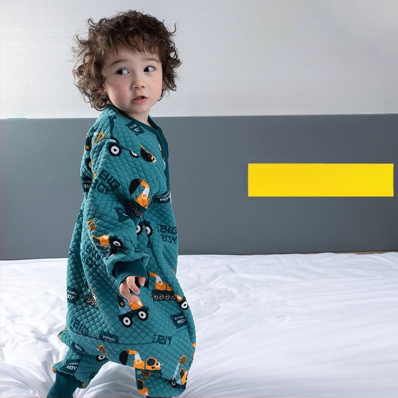 Sac de dormit pentru copii cu picioare separate și cuvertură anti-kick, pentru toate anotimpurile, exterior din bumbac 100%, umplutură poliester