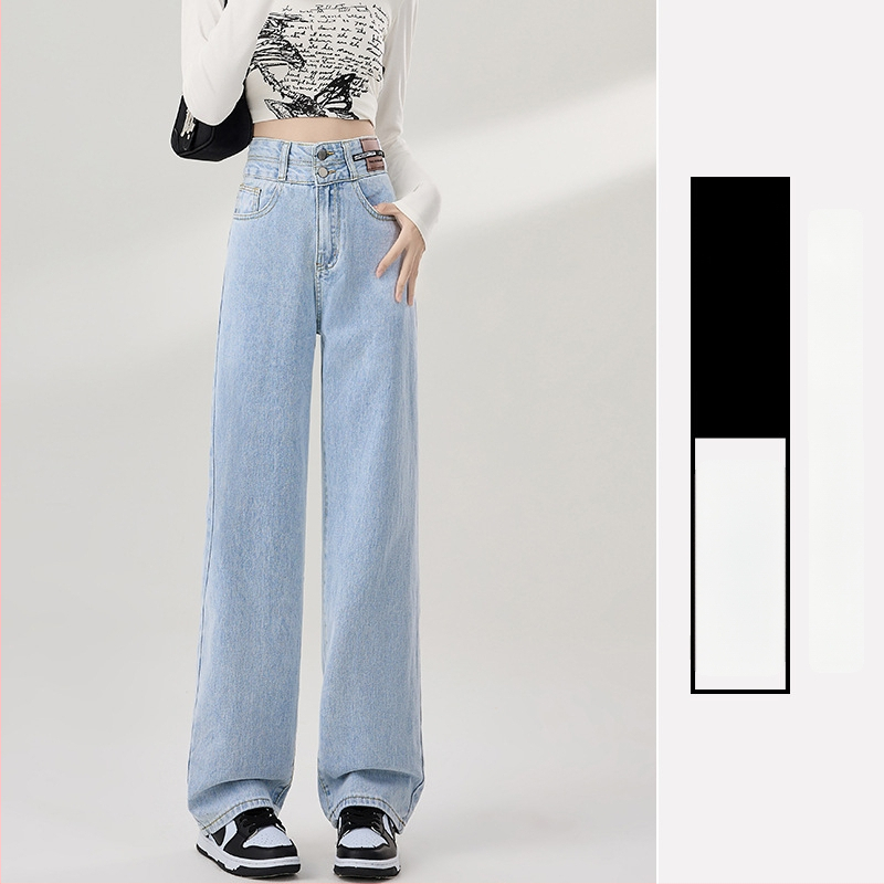 Jeansi de damă cu căptușeală fleece, croială dreaptă, talie înaltă, denim din bumbac, toamnă 2025